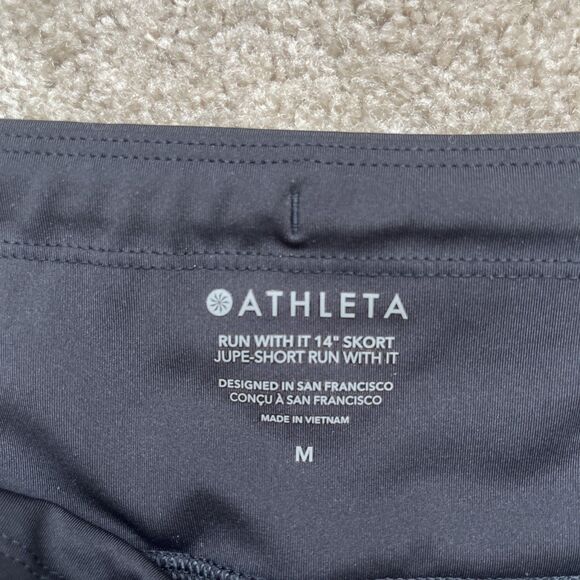 Athleta Skort Women Medium Black Run With it 14” Athletic Pickleball Tennis Golf - Picture 3 of 7